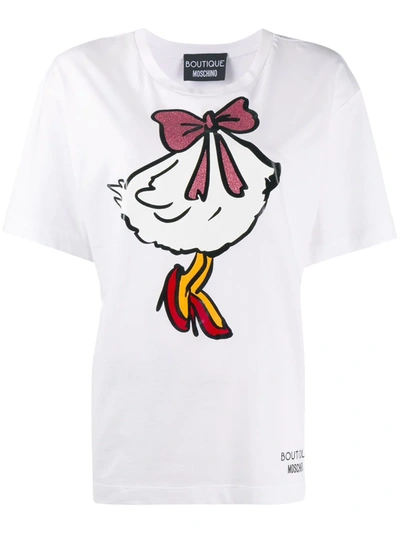 Boutique Moschino Graphic Print T-shirt In White