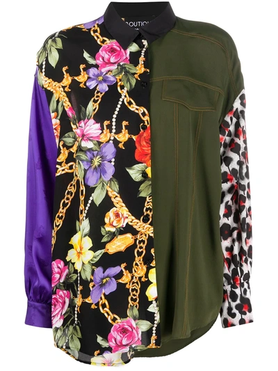 Boutique Moschino Patchwork Silk Blouse In Green