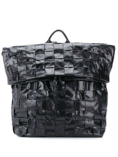 Bottega Veneta Men's  Black Leather Backpack