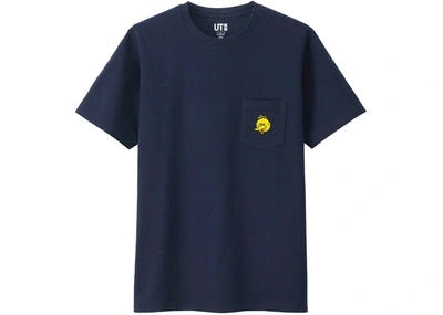 Pre-owned Kaws X Uniqlo X Sesame Street Big Bird Pocket Tee (japanese Sizing) Navy