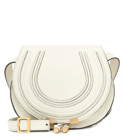 Chloé Marcie Mini Textured-leather Shoulder Bag In White