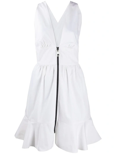 Pre-owned Louis Vuitton  Zipped Gathered Dress In White