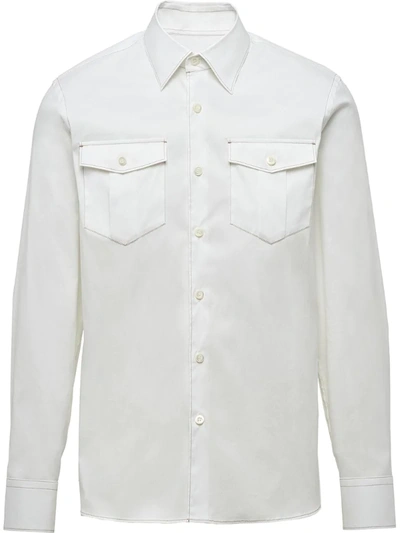 Prada Chest Pockets Buttoned Shirt In White