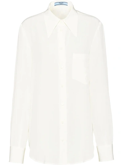 Prada Crepe De Chine Blouse In F0304 Avorio