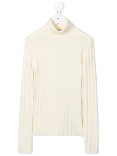 Gucci Kids' Ribbed Roll Neck Jumper In White