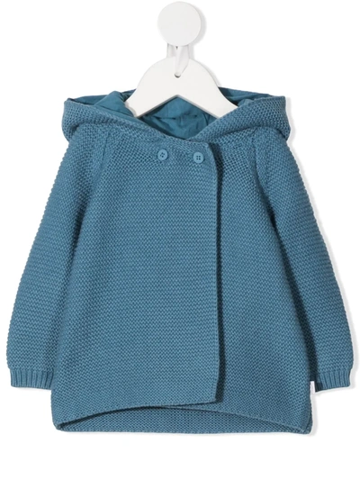 Stella Mccartney Babies' Bunny Hood Buttoned Cardigan In Blue