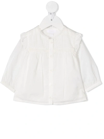 Chloé Babies' Lace Trim Cotton Blouse In White