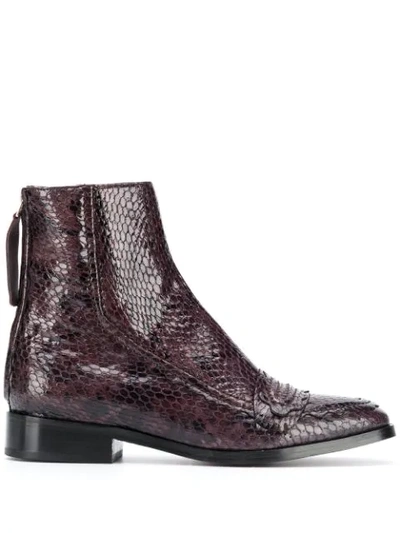 Alexa Chung Snake-effect Ankle Boots In Purple