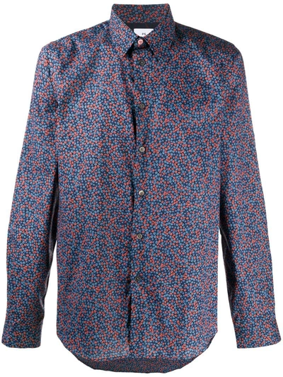 Ps By Paul Smith Floral-print Cotton Shirt In Blue