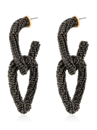Oscar De La Renta Crystal-embellished Hoop Earrings In Black