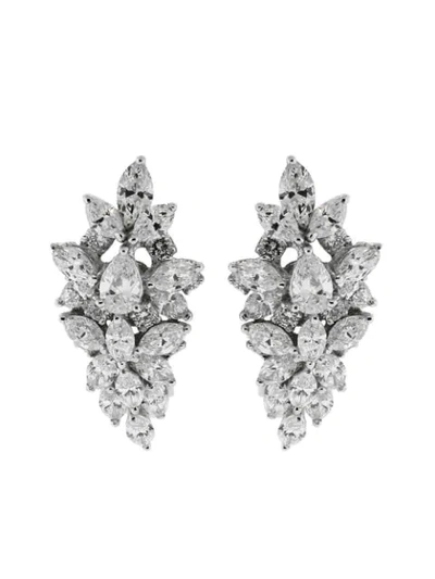 Yeprem 18kt White Gold Diamond Clip-on Earrings In Silver
