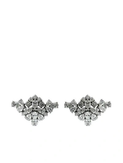 Yeprem 18kt White Gold Diamond Clip-on Earrings In Silver