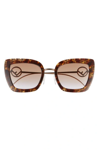 Fendi 51mm Gradient Sunglasses In Dark Havana/ Brown Violet