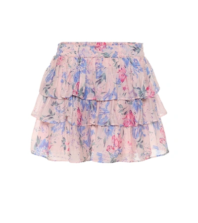 Loveshackfancy Brynlee Floral Cotton And Silk Miniskirt In Whispering Lilac