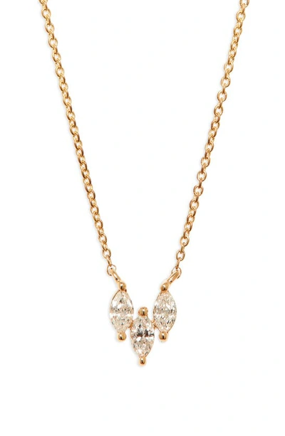 Dana Rebecca Designs Alexa Jordyn Marquise Trio Diamond Necklace In Yellow Gold