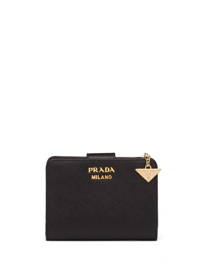 Prada Small Logo-plaque Wallet In Black