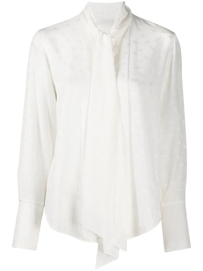 Chloé Tie-neck Long-sleeve Shirt In White