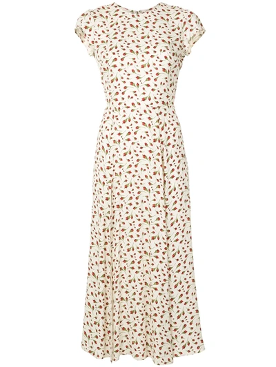 Reformation Gavin Cutout Floral-print Crepe Midi Dress In Ivory