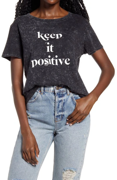 Sub_urban Riot Keep It Positive Mineral Wash Graphic Tee In Black