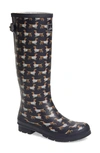 Joules 'welly' Print Rain Boot In Navy Sausage Dog