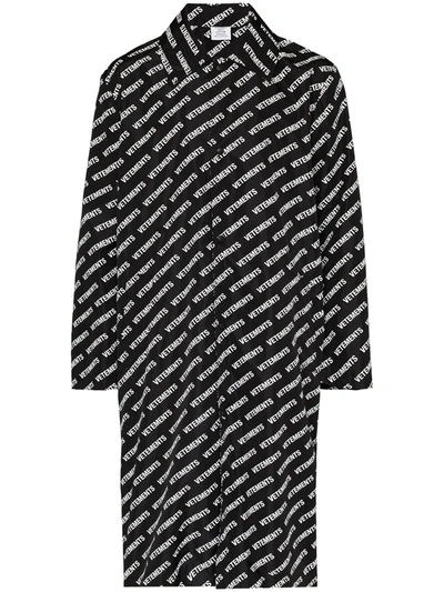 Vetements Black Logo Print Raincoat