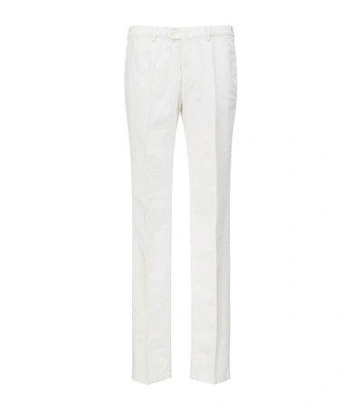 Loro Piana Pantaflat Stretch Cotton Pants In Optical White