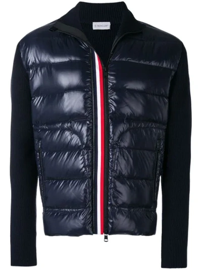 Moncler Tricot Knit Down Jacket In Blue