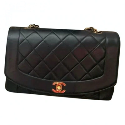 Pre-owned Chanel Diana Leather Handbag In Black