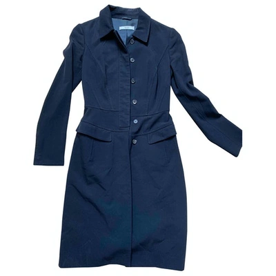 Pre-owned Prada Wool Coat In Navy