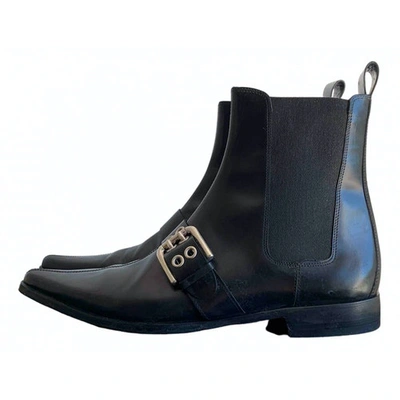 Pre-owned Dolce & Gabbana Leather Buckled Boots In Black