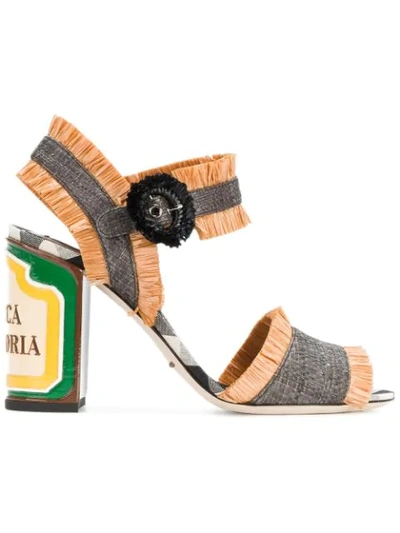 Dolce & Gabbana Keira Raffia Sandals In Brown