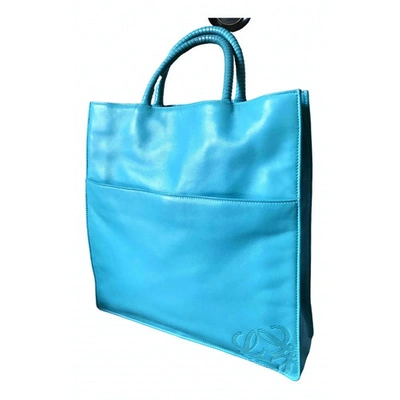 Pre-owned Loewe Leather Tote In Blue