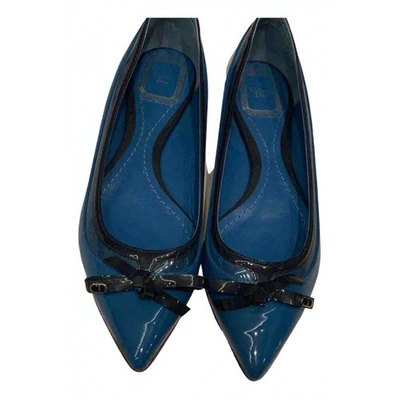 Pre-owned Dior Blue Patent Leather Ballet Flats