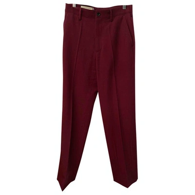 Pre-owned Gucci Wool Trousers In Burgundy