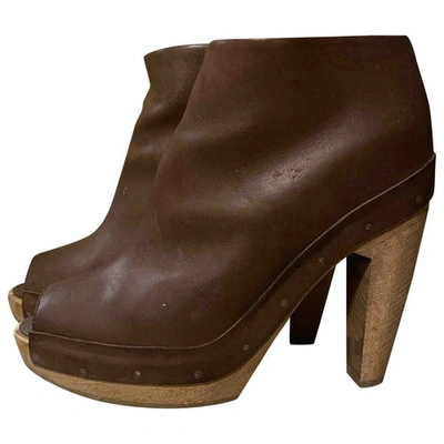 Pre-owned Marni Brown Leather Ankle Boots
