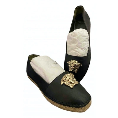 Pre-owned Versace Black Leather Espadrilles