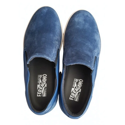 Pre-owned Ferragamo Slip-on Blue Suede Trainers