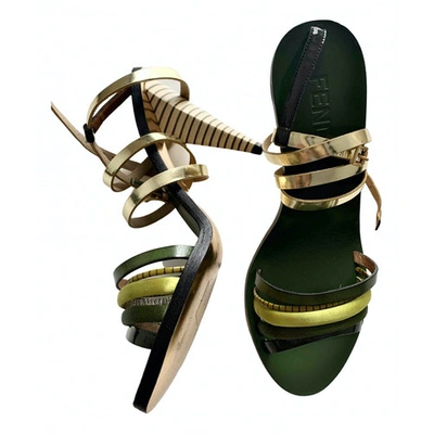 Pre-owned Fendi Leather Sandal In Green