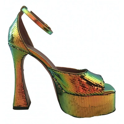 Pre-owned Amina Muaddi Multicolour Glitter Sandals