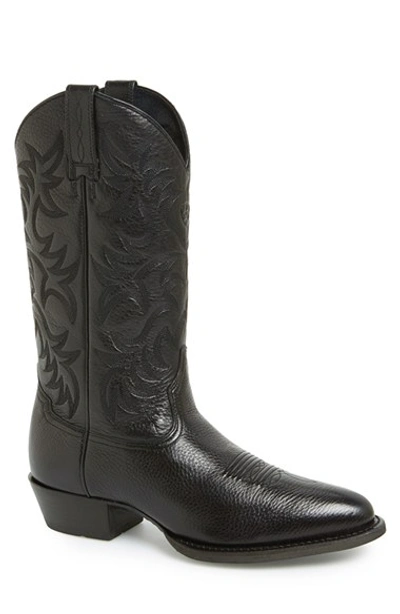 Ariat 'heritage' Leather Cowboy R-toe Boot (men) In Black Deertan