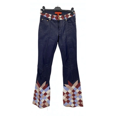Pre-owned Tommy Hilfiger Leather Trousers In Navy