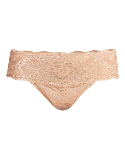 Hanky Panky American Beauty Rose Lace Thong In Praline
