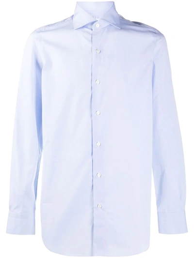 Finamore 1925 Napoli Long Sleeve Slim-fit Shirt In Blue