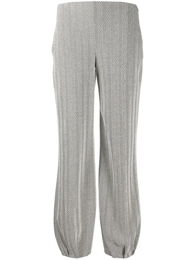Emporio Armani Knitted Zigzag Patterned Trousers In White