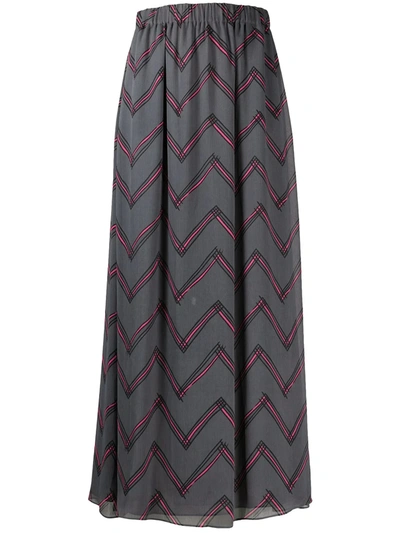 Emporio Armani Zigzag Print Elasticated Waist Skirt In Grey