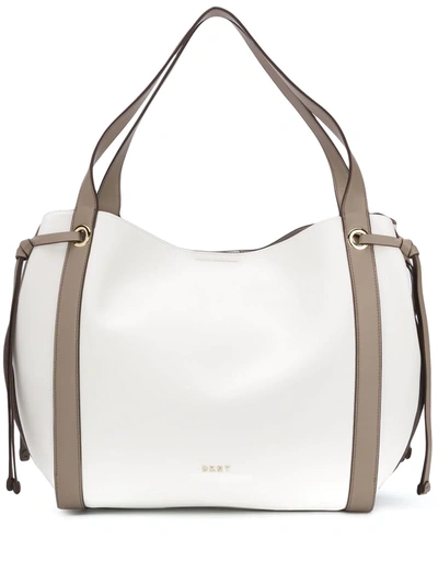Dkny Lopez Large Leather Tote In Xgu Wt Sft Cly Gph