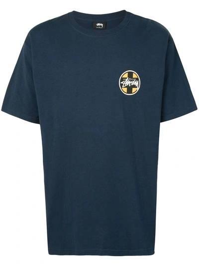 Stussy Cross Dot Logo Print T-shirt In Blue