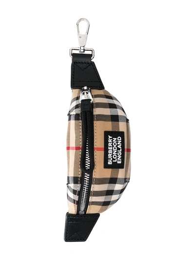 Burberry Mini Sonny Vintage Check Keyring In Neutrals