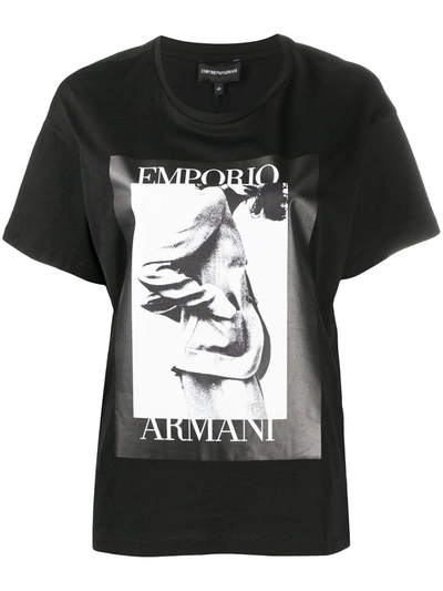 Emporio Armani Photographic Logo Print T-shirt In Black