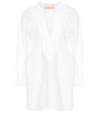 Tory Burch Puffed Sleeve Tunic Blouse In White